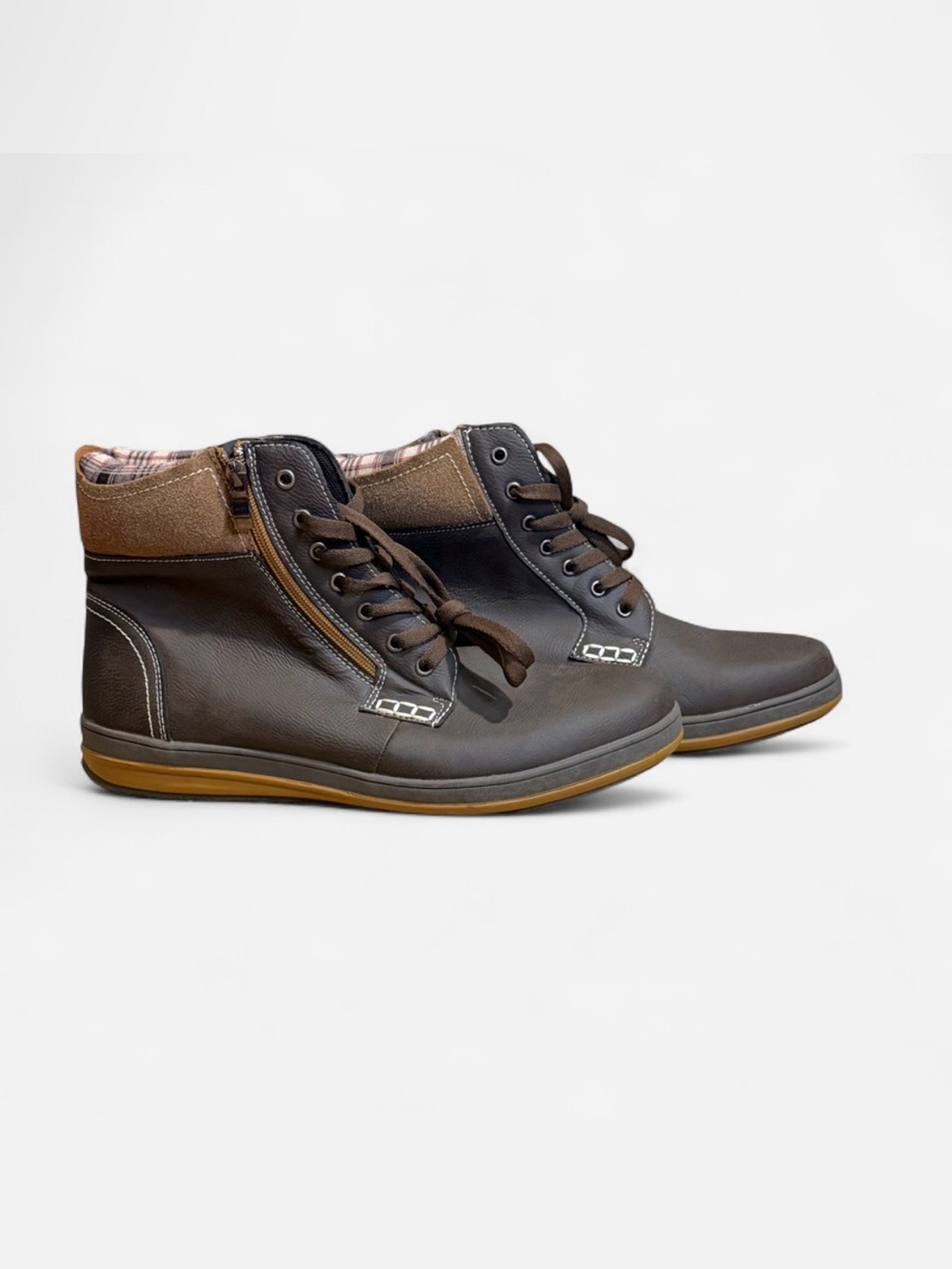 Solo Men's Dark Brown Lace-Up Ankle Boots with Side Zip